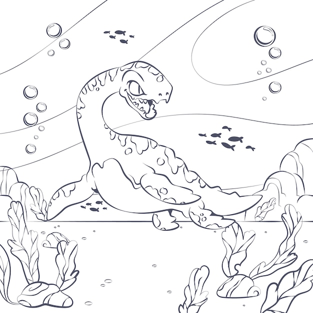Bezpłatny wektor ręcznie rysowane ilustracja kolorowanie książki dinozaurów
