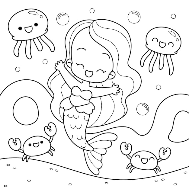 Ręcznie rysowane ilustracja kolorowanka kawaii