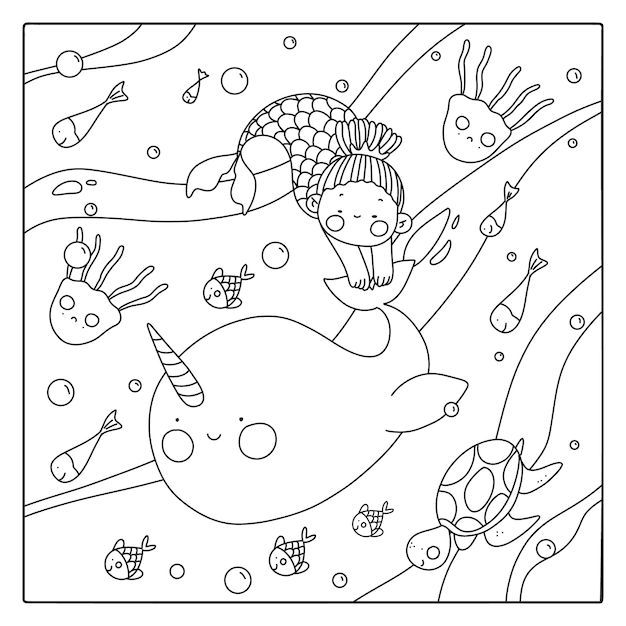 Bezpłatny wektor ręcznie rysowane ilustracja kolorowanka kawaii