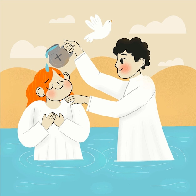 Bezpłatny wektor ręcznie rysowane ilustracja koncepcja chrztu