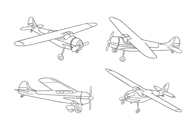 Bezpłatny wektor ręcznie rysowane ilustracja konspektu samolotu