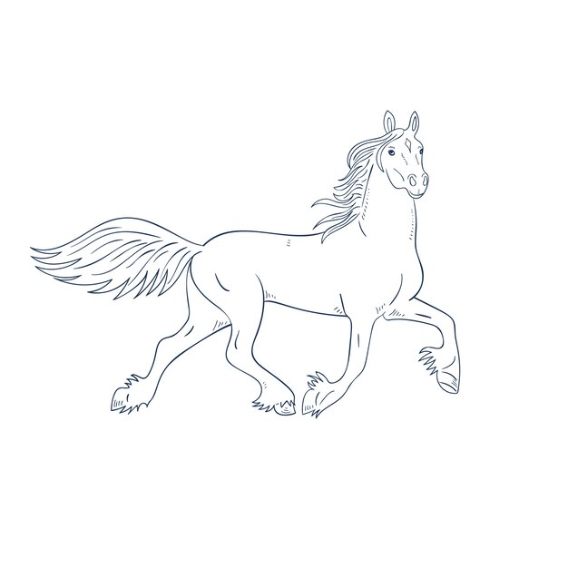 Ręcznie rysowane ilustracja kontur konia