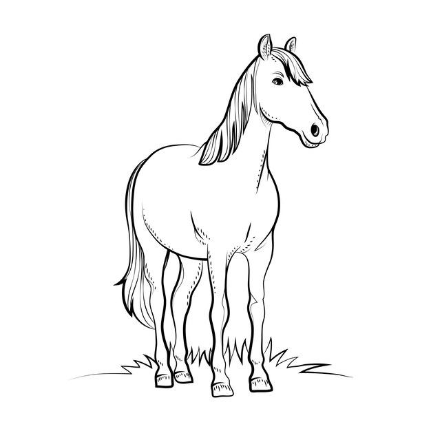 Ręcznie rysowane ilustracja kontur konia