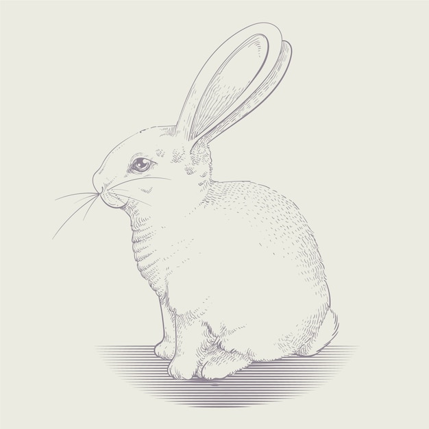 Bezpłatny wektor ręcznie rysowane ilustracja kontur króliczka