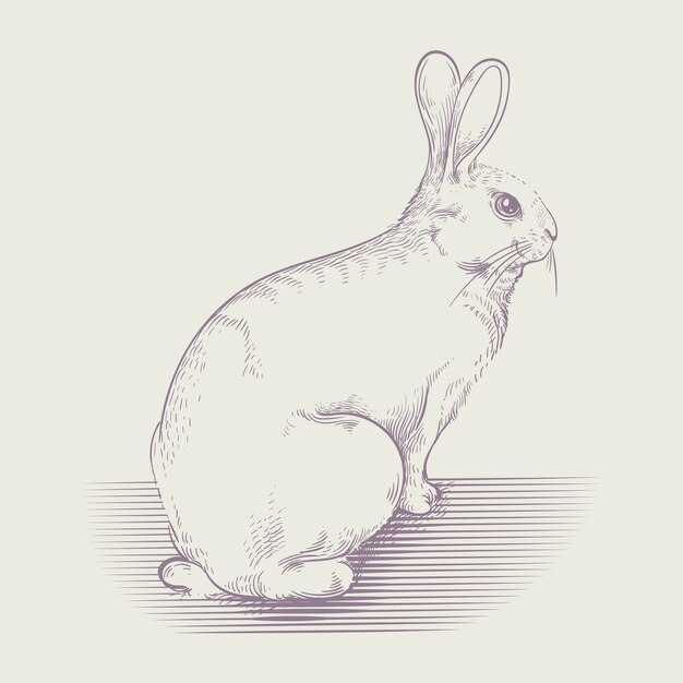 Ręcznie rysowane ilustracja kontur króliczka