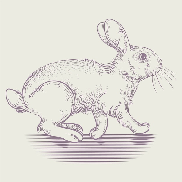Ręcznie rysowane ilustracja kontur króliczka