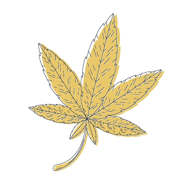 Bezpłatny wektor ręcznie rysowane ilustracja kontur liść marihuany