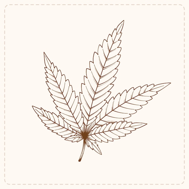 Bezpłatny wektor ręcznie rysowane ilustracja kontur liść marihuany