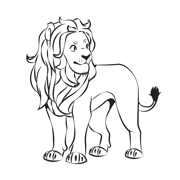 Bezpłatny wektor ręcznie rysowane ilustracja kontur lwa