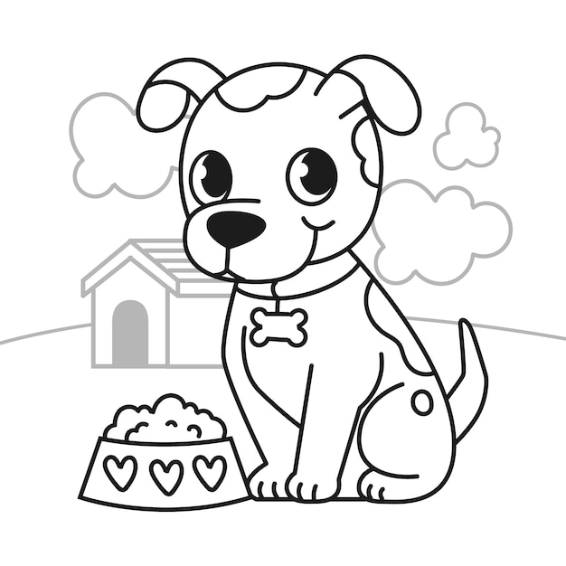 Ręcznie rysowane ilustracja kontur psa