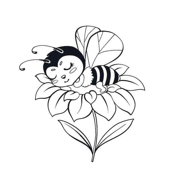 Ręcznie Rysowane Ilustracja Kontur Pszczół