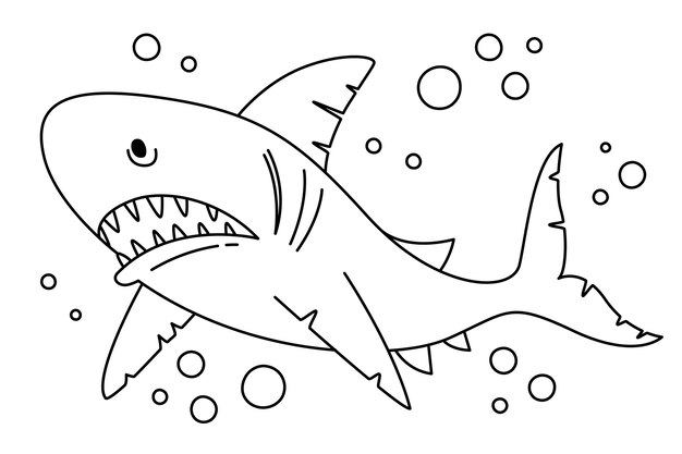 Ręcznie rysowane ilustracja kontur rekina