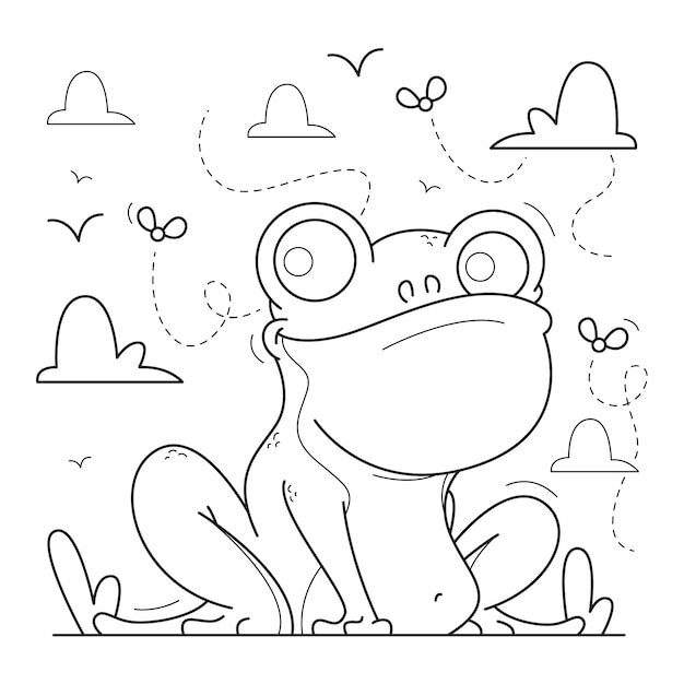 Ręcznie rysowane ilustracja kontur żaby