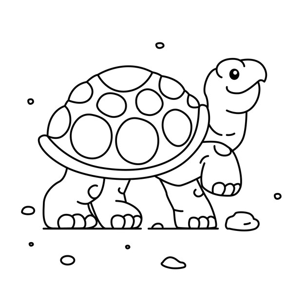 Ręcznie rysowane ilustracja kontur żółwia