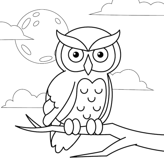 Bezpłatny wektor ręcznie rysowane ilustracja konturowa sowa