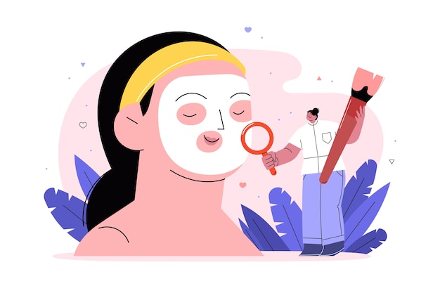 Ręcznie Rysowane Ilustracja Kosmetolog O Płaskiej Konstrukcji