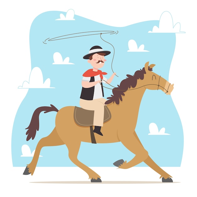 Bezpłatny wektor ręcznie rysowane ilustracja kowboj gaucho