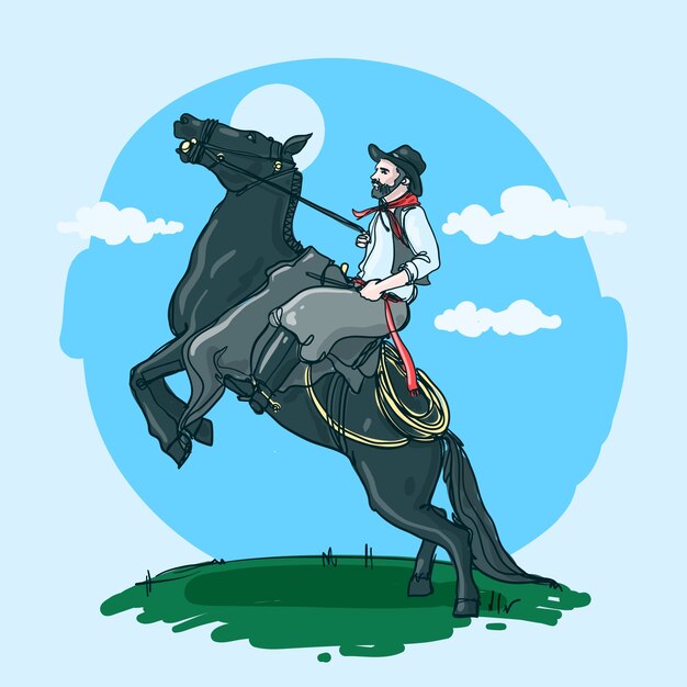 Ręcznie rysowane ilustracja kowboj gaucho