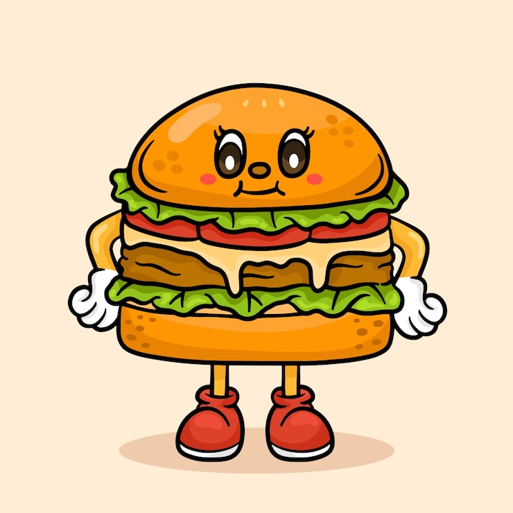 Bezpłatny plik Wektor ręcznie rysowane ilustracja kreskówka burger