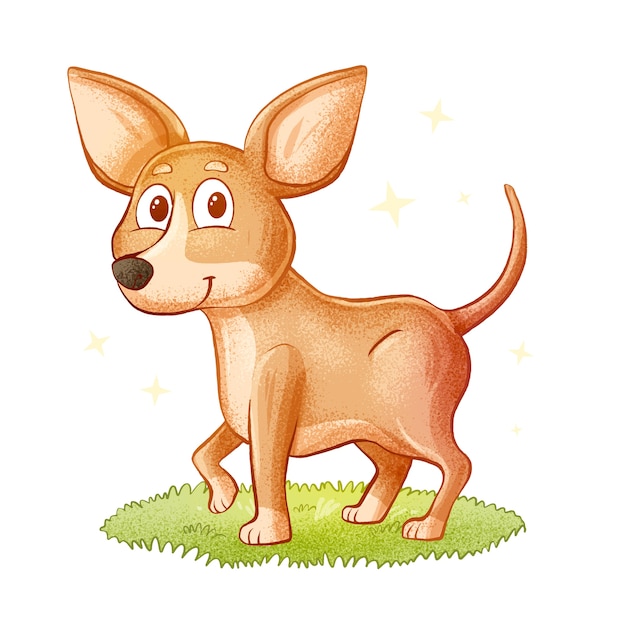 Ręcznie Rysowane Ilustracja Kreskówka Chihuahua