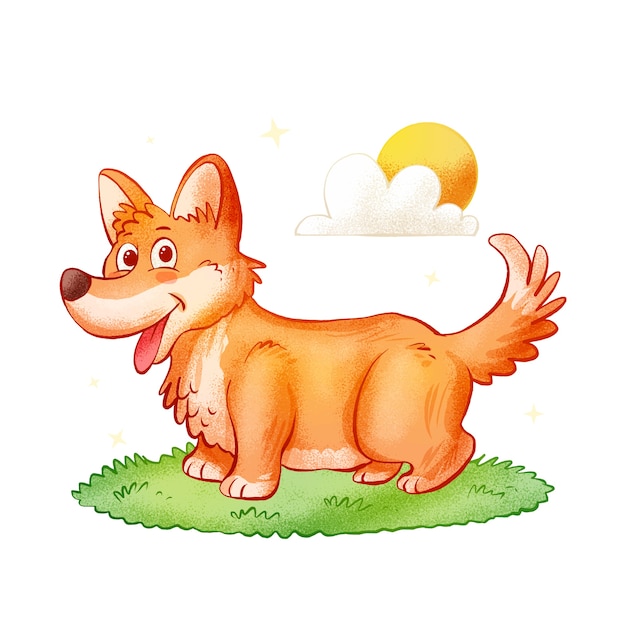 Bezpłatny wektor ręcznie rysowane ilustracja kreskówka corgi