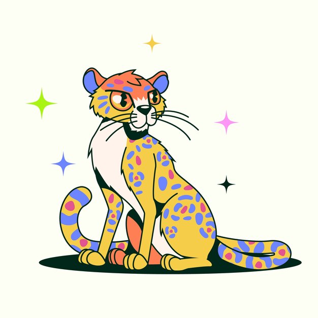 Ręcznie rysowane ilustracja kreskówka gepard