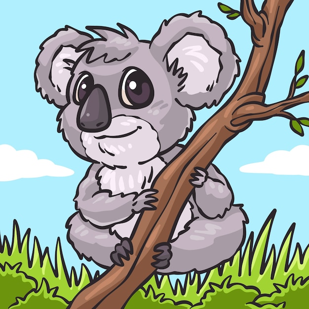 Bezpłatny wektor ręcznie rysowane ilustracja kreskówka koala