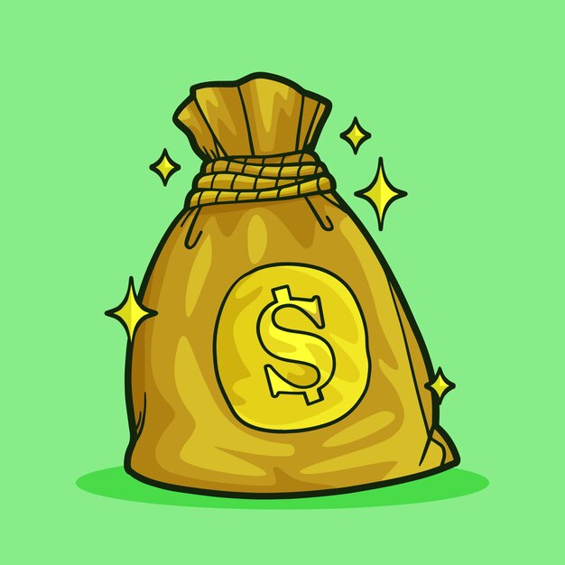 Ręcznie rysowane ilustracja kreskówka pieniądze