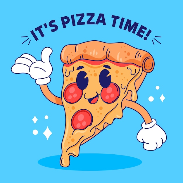 Ręcznie Rysowane Ilustracja Kreskówka Pizzy