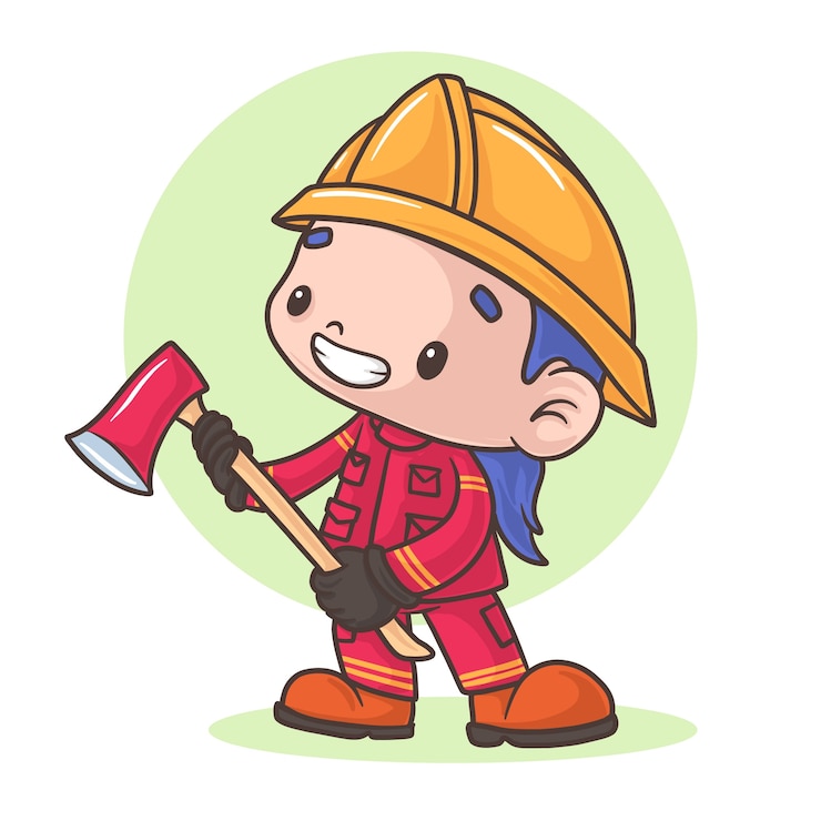 Bezpłatny plik Wektor ręcznie rysowane ilustracja kreskówka strażak