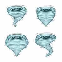 Bezpłatny wektor ręcznie rysowane ilustracja kreskówka tornado