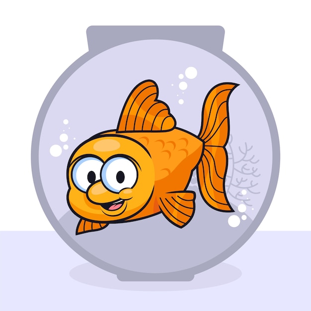 Bezpłatny wektor ręcznie rysowane ilustracja kreskówka złota rybka