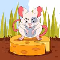 Bezpłatny wektor ręcznie rysowane ilustracja kreskówka zły szczur