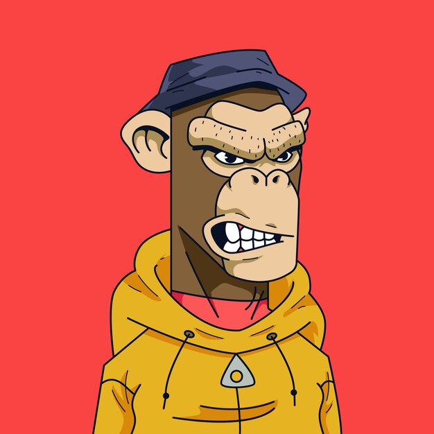 Ręcznie rysowane ilustracja małpy w stylu nft