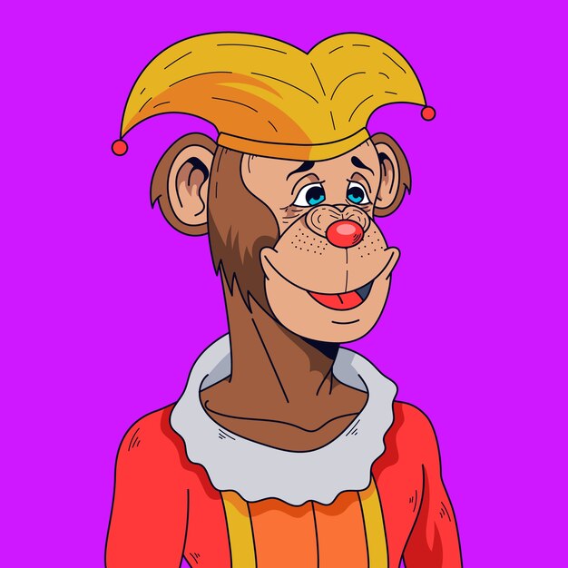 Ręcznie rysowane ilustracja małpy w stylu nft