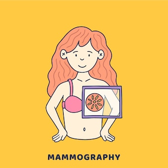 Ręcznie rysowane ilustracja mammografii płaskiej konstrukcji