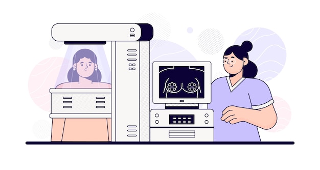 Bezpłatny wektor ręcznie rysowane ilustracja mammografii płaskiej konstrukcji