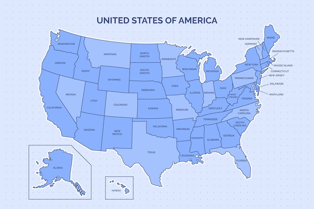 Bezpłatny wektor ręcznie rysowane ilustracja mapa konturowa usa