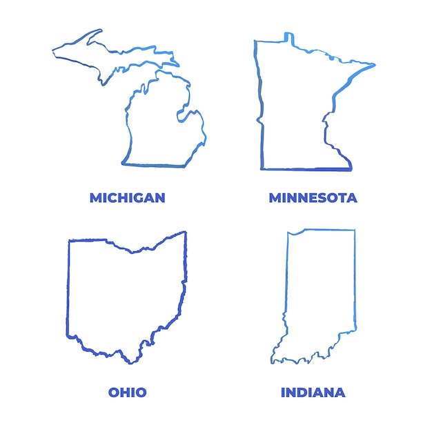 Ręcznie Rysowane Ilustracja Mapy Zarysów Stanów Usa