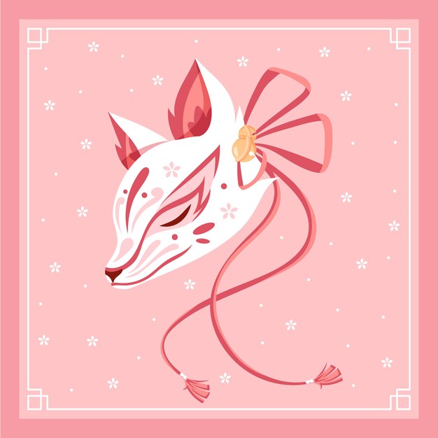 Ręcznie rysowane ilustracja maski kitsune