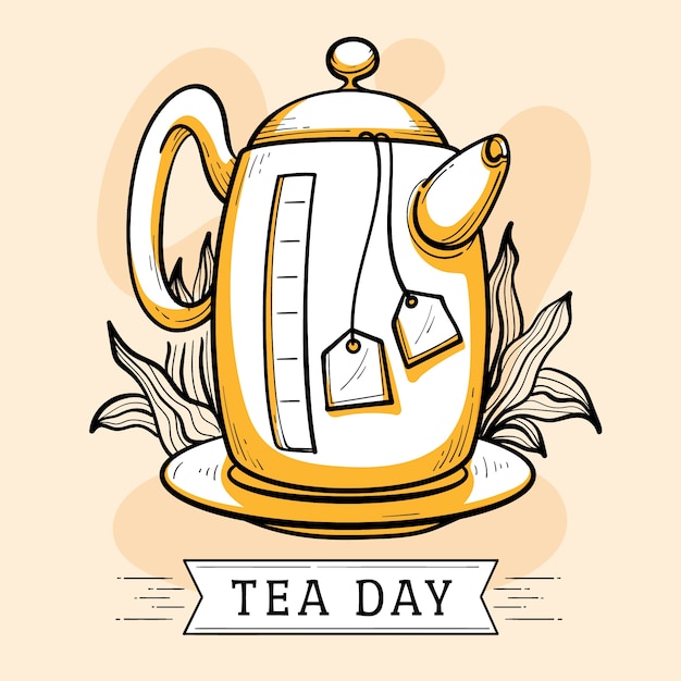 Ręcznie rysowane ilustracja międzynarodowy dzień herbaty