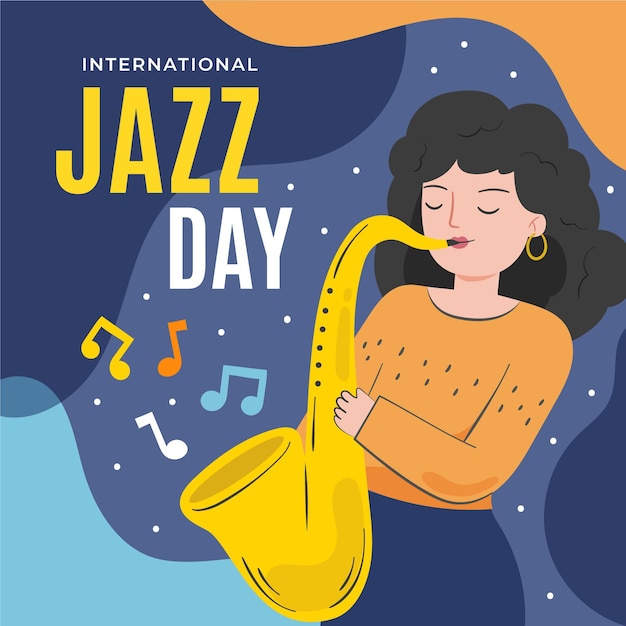 Ręcznie Rysowane Ilustracja Międzynarodowy Dzień Jazzu