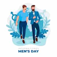 Bezpłatny wektor ręcznie rysowane ilustracja międzynarodowy dzień mężczyzn