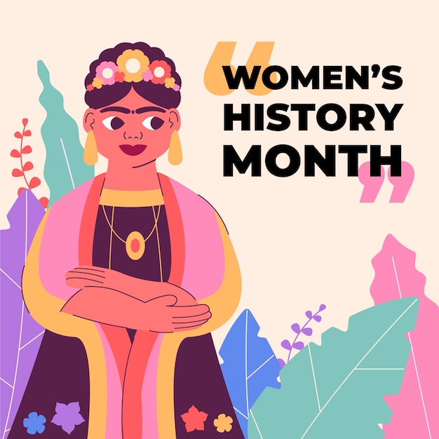 Ręcznie rysowane ilustracja miesiąca historii kobiet