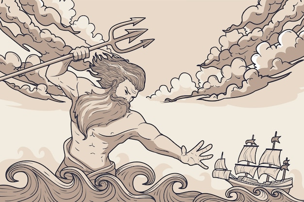 Ręcznie rysowane ilustracja mitologii greckiej