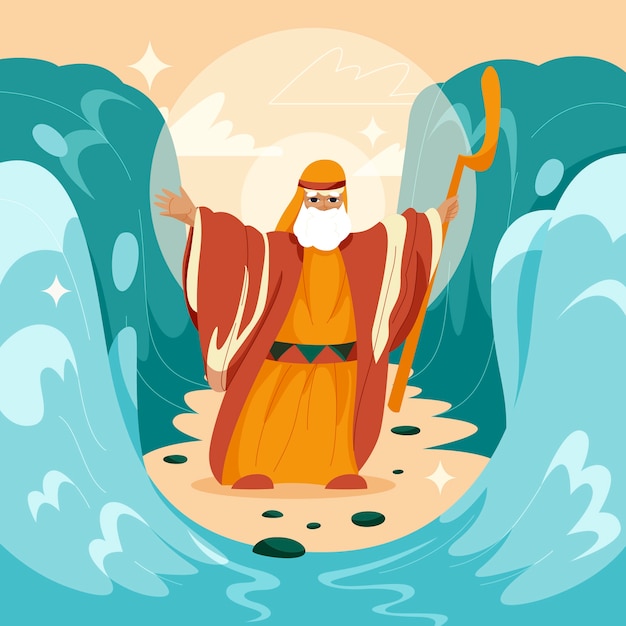 Bezpłatny wektor ręcznie rysowane ilustracja mojżesza