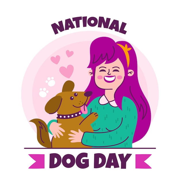 Bezpłatny wektor ręcznie rysowane ilustracja narodowy dzień psa