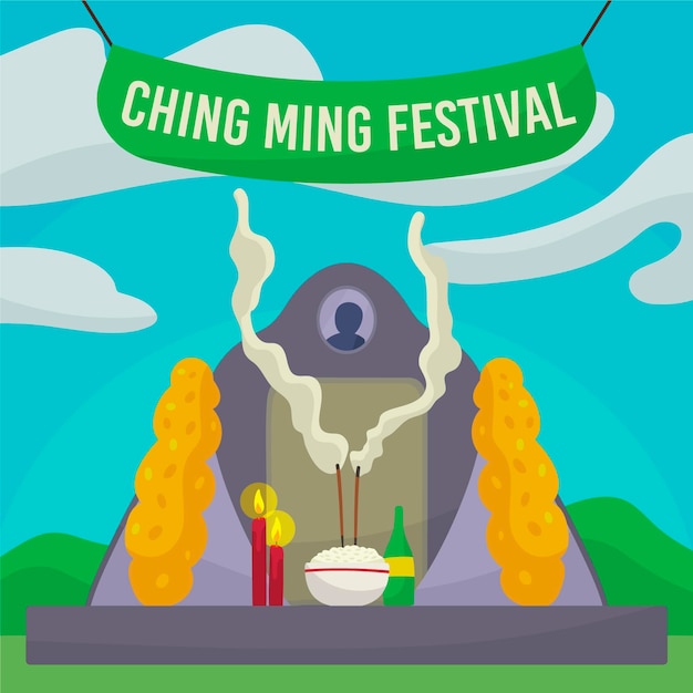 Bezpłatny wektor ręcznie rysowane ilustracja obchodów festiwalu ching ming