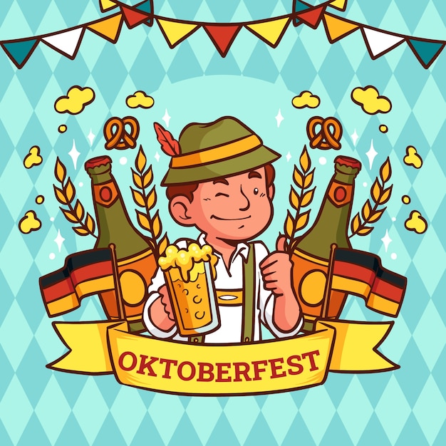 Bezpłatny wektor ręcznie rysowane ilustracja oktoberfest