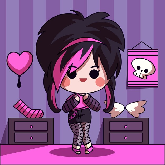 Ręcznie rysowane ilustracja osoby emo